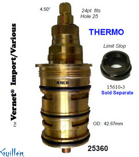 JER 25360;; __ 4-1/2in 24pt; Thermostatic cartridge; in Unfinish