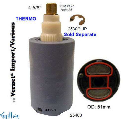 JER 25400;; __ 4-5/8in 32pt; Thermostatic cartridge; in Unfinish