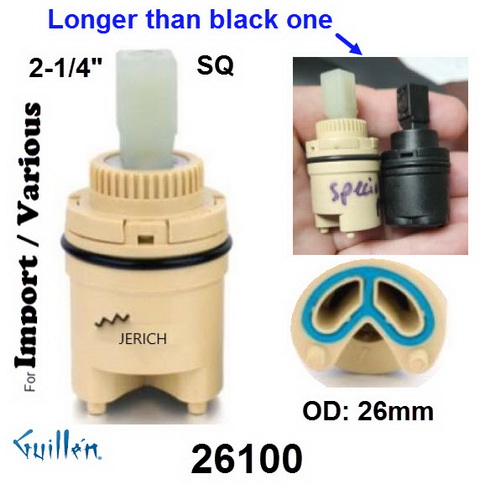 JER 26100;;__ 2-1/4in SQ; Single lever cartridge; in Unfinish