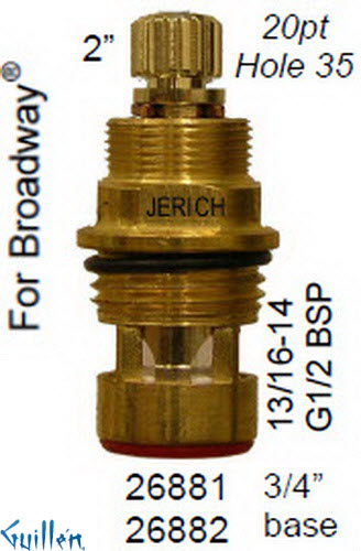 JER 26882LF;; __ 2in 20pt; Cold ccwc 1/4 Turn brass cartridge ceramic; in Unfinish