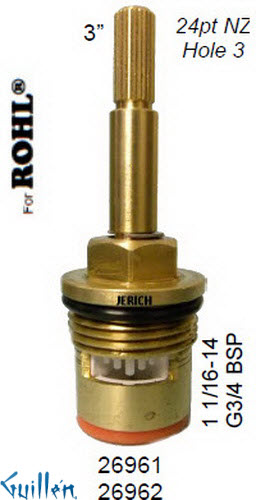 JER 26962;; __ 3in 24pt; Cold ccwc 1/4 Turn brass cartridge ceramic; in Unfinish