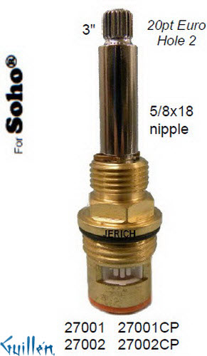 JER 27001CPLF;; __ 3in 20pt; Hot cwc 1/4 Turn brass cartridge ceramic; in Chrome
