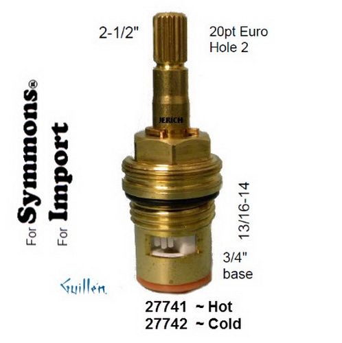 JER 27742LF; __ 2-1/2in 20pt; Cold ccwc 1/4 Turn brass cartridge ceramic; in Unfinish
