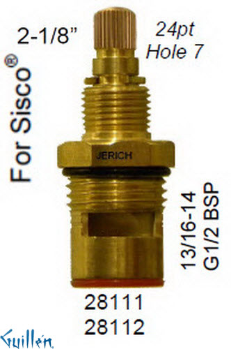 JER 28112LF;; __ 2-1/8in 24pt; Cold ccwc 1/4 Turn brass cartridge ceramic; in Unfinish