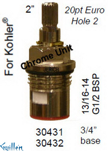 JER 30431LF;; __ 2in 20pt; Hot cwc 1/4 Turn brass cartridge ceramic; in Chrome