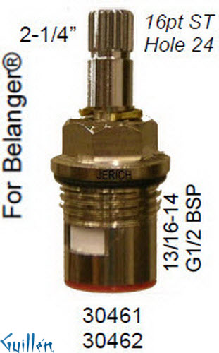 JER 30461LF;; __ 2-1/4in 16pt; Hot cwc 1/4 Turn brass cartridge ceramic; in Chrome