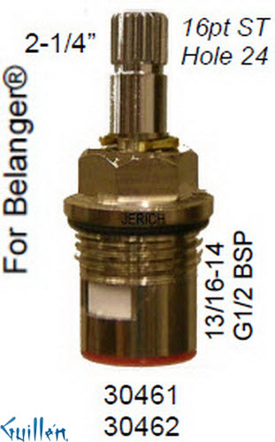 JER 30462LF;; __ 2-1/4in 16pt; Cold ccwc 1/4 Turn brass cartridge ceramic; in Chrome