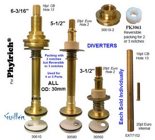 JER 30580;;__ 5-1/2in 20pt; Diverter cartridge; in Unfinish