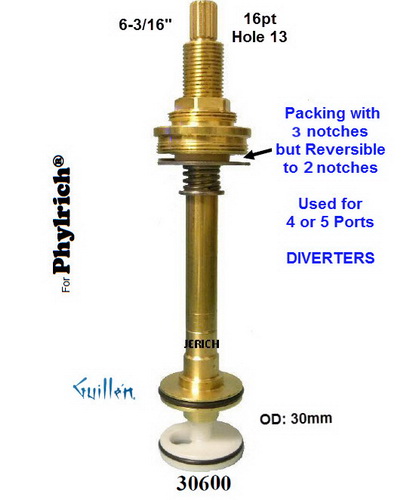 JER 30600;;__ 6-3/16in 16pt; Diverter cartridge; in Unfinish