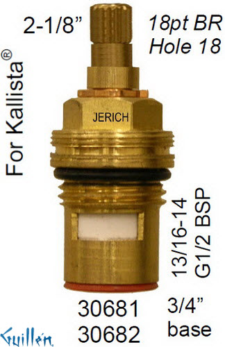 JER 30681LF;; __ 2-1/8in 18pt; Hot cwc 1/4 Turn brass cartridge ceramic; in Unfinish