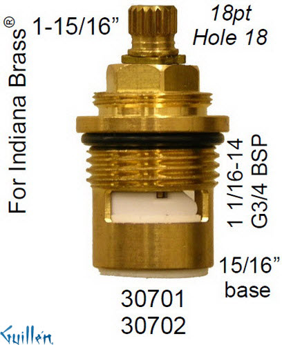 JER 30701;; __ 1-15/16in 18pt; Hot cwc 1/4 Turn brass cartridge ceramic; in Unfinish