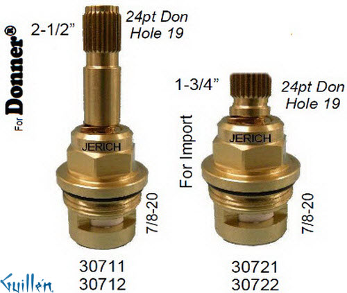 JER 30722;; __ 1-3/4in 24pt; Cold ccwc 1/4 Turn brass cartridge ceramic; in Unfinish