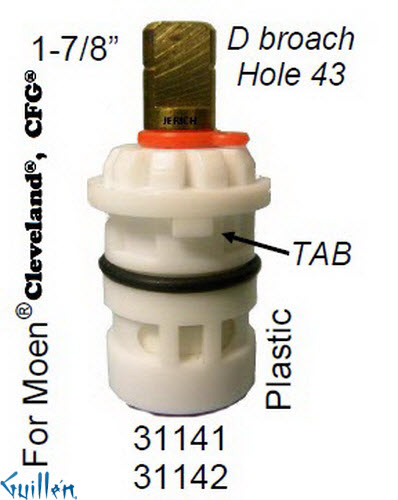 JER 31142;; __ 1-7/8in D; Cold ccwc 1/4 Turn plastic cartridge; in Unfinish