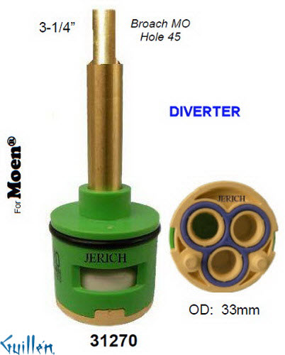 JER 31270;; __ 3-1/4in 2 Flats; Diverter cartridge 3 port; in Unfinish
