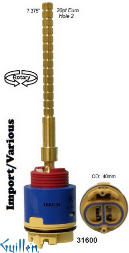 JER 31600;;__ 7-3/8in 20pt; Pressure balance cartridge with Grohe broach; in Unfinish