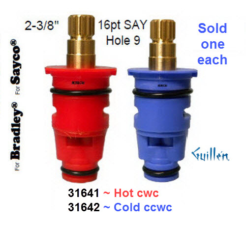 JER 31642;;__ 2-3/8in 16pt; Cold ccwc 1/4 Turn plastic cartridge; in Unfinish