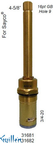 JER 31681;; __ 4-5/8in 16pt; Hot cwc 1/4 Turn brass cartridge ceramic; in Unfinish