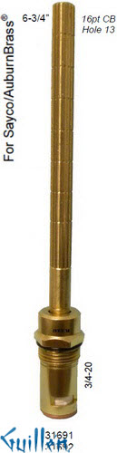 JER 31692;; __ 6-3/4in 16pt; Cold ccwc 1/4 Turn brass cartridge ceramic; in Unfinish