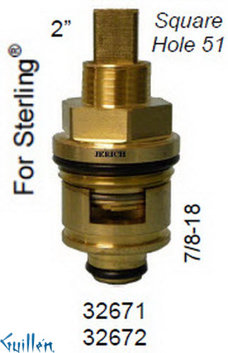 JER 32671LF;; __ 2in SQ; Hot cwc 1/4 Turn brass cartridge ceramic; in Unfinish