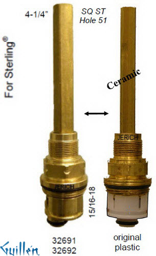 JER 32692;; __ 4-1/4in SQ; Cold ccwc 1/4 Turn brass cartridge ceramic; in Unfinish