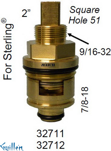 JER 32712LF;; __ 2in SQ; Cold ccwc 1/4 Turn brass cartridge ceramic; in Unfinish