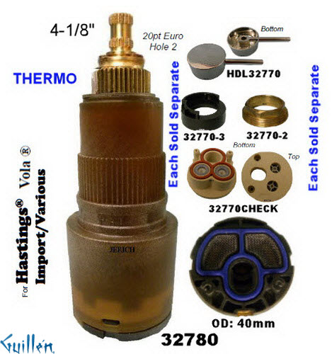 JER 32780;; __ 4-1/8in 20pt; Thermostatic cartridge; in Unfinish