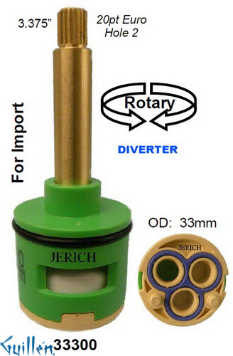 JER 33300;;__ 3-3/8in 20pt; Diverter cartridge; in Unfinish