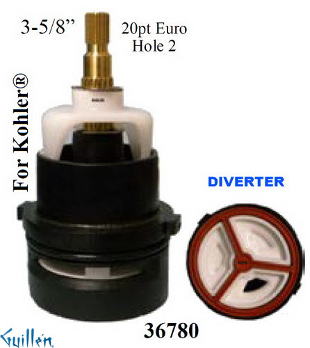 JER 36780;;__ 3-5/8in;;__ 20pt; Diverter cartridge; in Unfinish