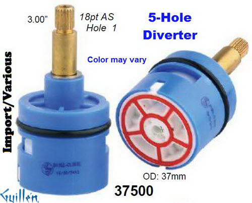 JER 37500;;__ 3in 18pt; Diverter cartridge 5 port; in Unfinish