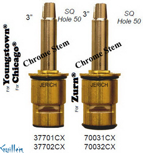 JER 37702CXLF;; __ 3in SQ; Cold ccwc 1/4 Turn brass cartridge ceramic; in Chrome
