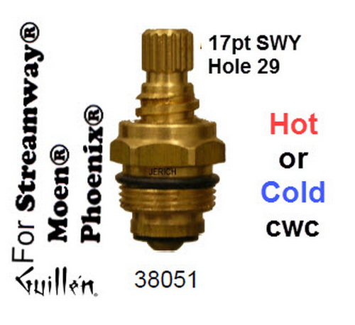 JER 38041LF;;__ 1-9/16in 17pt; Piston stem cartridge cwc; in Unfinish