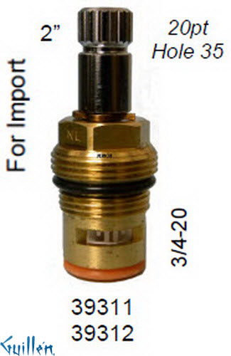 JER 39312LF;; __ 2in 20pt; Cold ccwc 1/4 Turn brass cartridge ceramic; in Unfinish