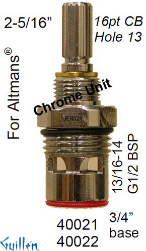 JER 40022LF;; __ 2-5/16in 16pt; Cold ccwc 1/4 Turn brass cartridge ceramic; in Chrome