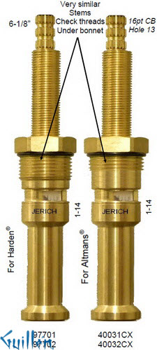 JER 40032CX;; __ 6-1/8in 16pt; Hot cwc 1/4 Turn brass cartridge ceramic; in Unfinish