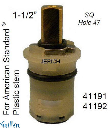 JER 41191;; __ 1-1/2in SQ; Hot cwc 1/4 Turn plastic cartridge; in Unfinish