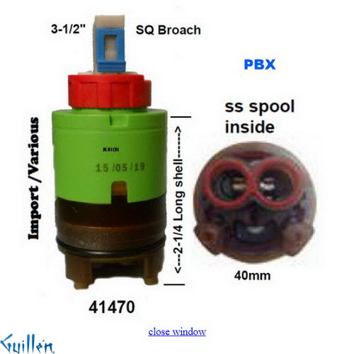JER 41470;; __ 3-1/2in SQ; Pressure balance cartridge; in Unfinish