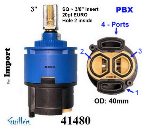 JER 41480;;__ 3in SQ; Pressure balance cartridge with 4 port; in Unfinish