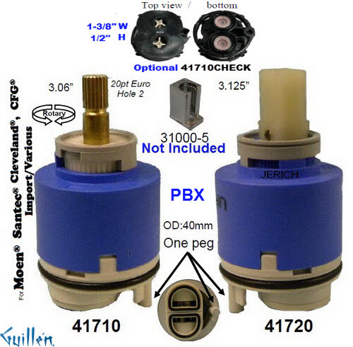 JER 41720;;__ 3-1/16in SQ; Pressure balance cartridge with one peg; in Unfinish