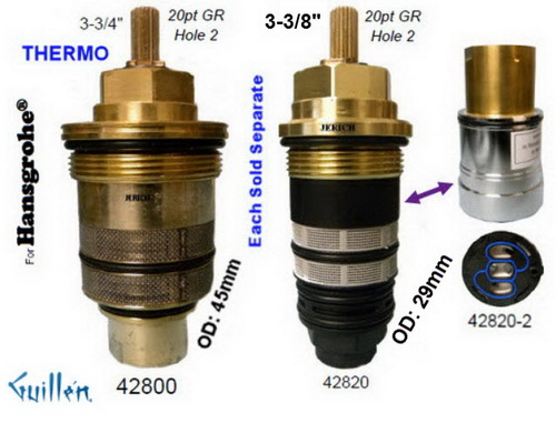 JER 42800;; __ 3-3/4in 20pt; Thermostatic cartridge; in Unfinish