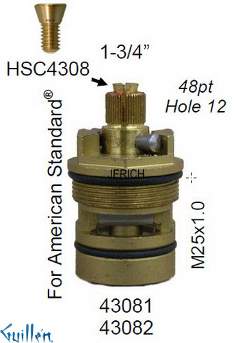 JER 43081;; __ 1-3/4in 48pt; Hot cwc 1/4 Turn brass cartridge ceramic or Hot thermostatic valve stop; in Unfinish