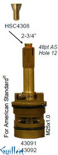 JER 43092;; __ 2-3/4in 48pt; Cold ccwc 1/4 Turn brass cartridge ceramic; in Unfinish