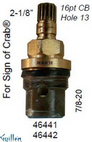 JER 46442;; __ 2-1/8in 16pt; Cold ccwc 1/4 Turn brass cartridge ceramic; in Unfinish