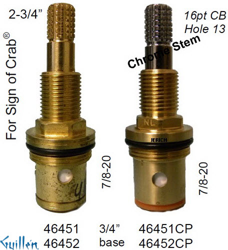 JER 46451CPLF;; __ 2-3/4in 16pt; Hot cwc 1/4 Turn brass cartridge ceramic; in Chrome