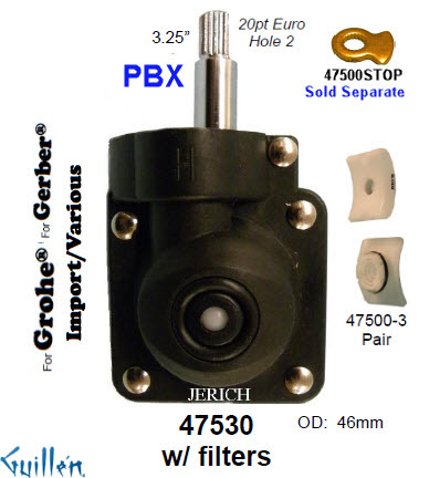JER 47530;; __ 3-1/4in 20pt; pressure balance cartridge with side filters; in Unfinish