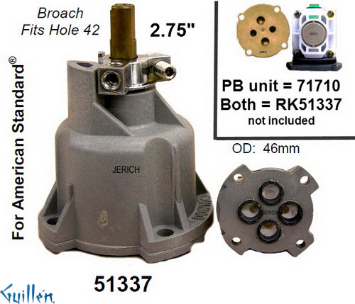 JER 51337;;__ 2-3/4in 2 Flats; Single lever cartridge; in Unfinish