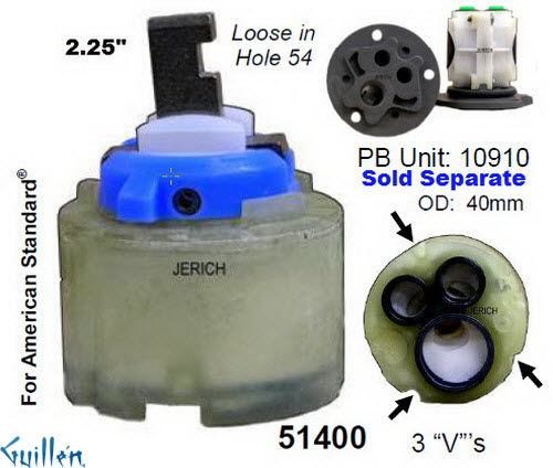 JER 51400;;__ 2-1/4in Rect; pressure balance catridge; in Unfinish