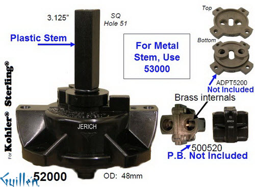 JER 52000;;__ 3-1/8in SQ; Single lever cartridge; in Unfinish
