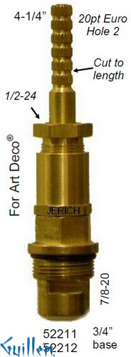 JER 52212;; __ 4-1/4in 20pt; Cold ccwc 1/4 Turn brass cartridge ceramic; in Unfinish