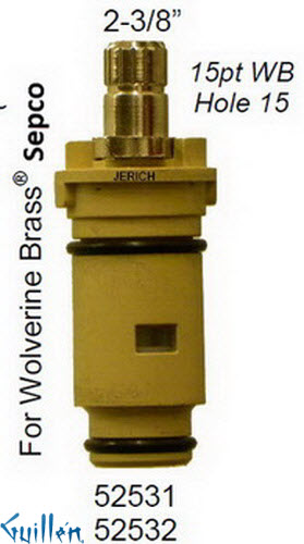 JER 52532;; __ 2-3/8in 15pt; 1/4 Turn plastic cartridge; in Unfinish