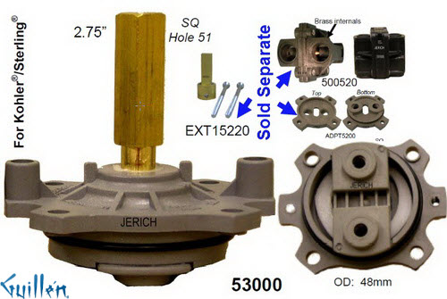 JER 53000;;__ 2-3/4in SQ; Single lever cartridge; in Unfinish